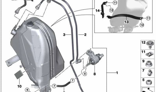 Passive SCR reservoir for BMW F25 (OEM 16197299364). Original BMW.