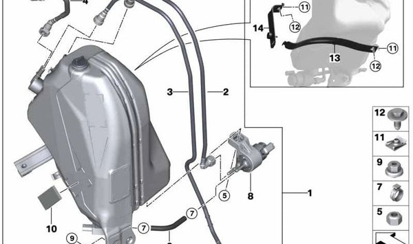 Depósito SCR pasivo para BMW F25 (OEM 16197299364). Original BMW.