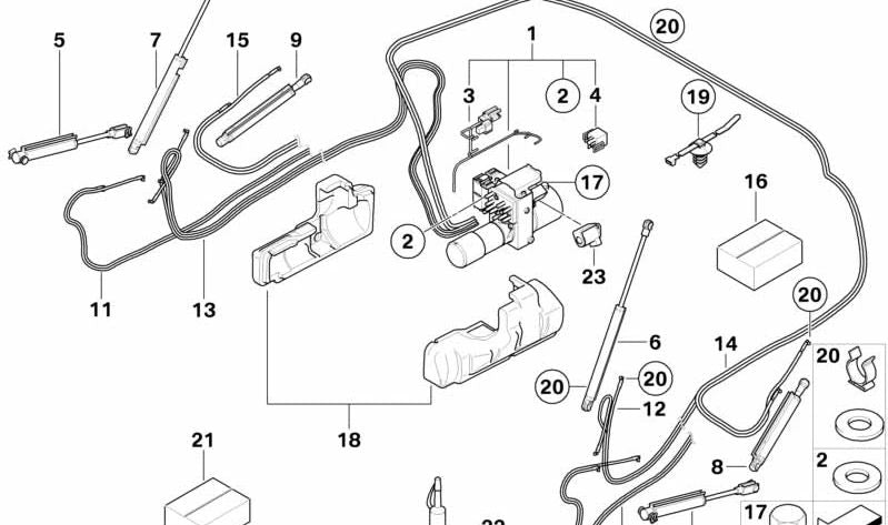 Rechte Hydraulikschlauchklemme für BMW 1er, E88 (OEM 54347190674). Original BMW