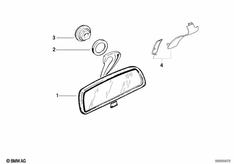 Manueller Innenrückspiegel für BMW 3er E30, E46, 5er E39 (OEM 51161932854). Original BMW