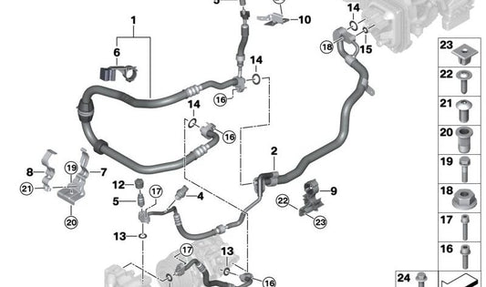 Suporte ao OEM combinado 64539303491 para BMW F90, G30, G31, G38, G90, G32, G11, G12, G70, F91, F92, F93, G14, G15, G16, G01, G02. BMW original.