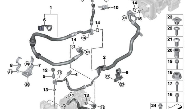 Soporte combinado OEM 64539303491 para BMW F90, G30, G31, G38, G90, G32, G11, G12, G70, F91, F92, F93, G14, G15, G16, G01, G02. Original BMW.