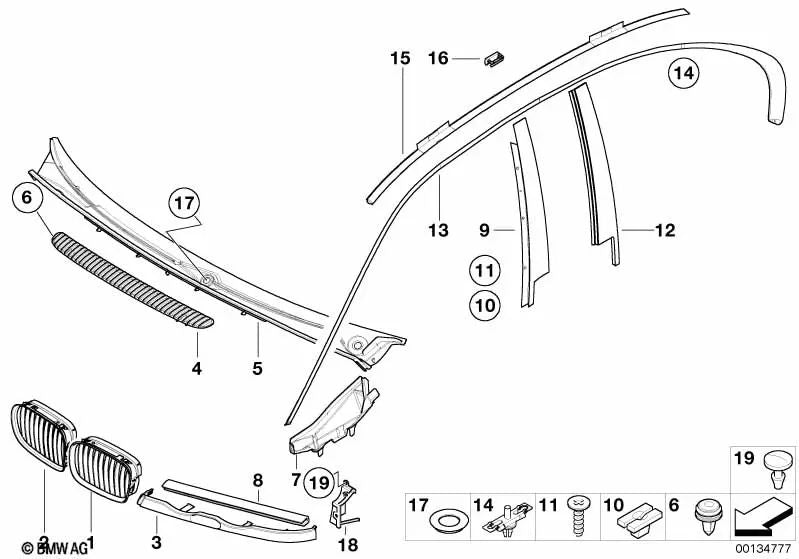 Abrazadera de sujección derecha para BMW Serie 3 E46 (OEM 51138189020). Original BMW.