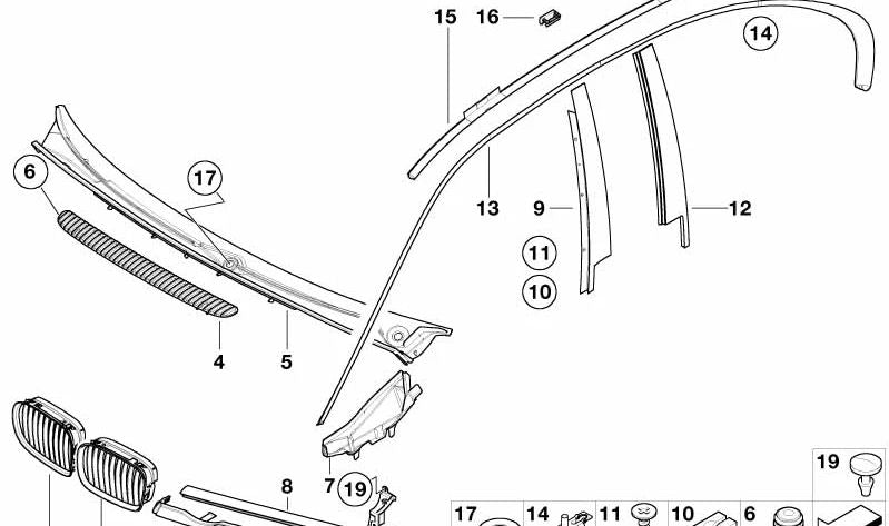 Moldura de techo izquierda para BMW Serie 3 E46 (OEM 51138201049). Original BMW.