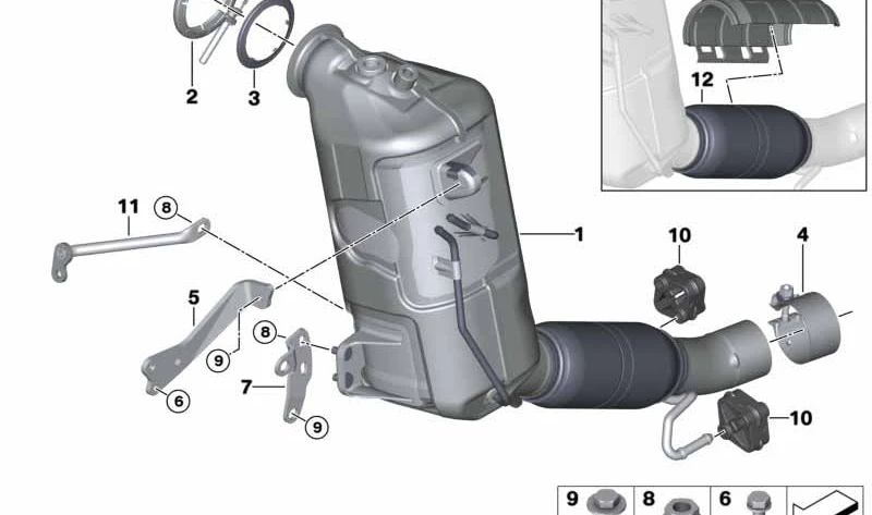 OEM Escape Clamp 18302327683 für BMW F20, F21, F22, F30, F31, F32, F33, F34, F07, F10, F11, F25, F26, E89, F45, F46, F55, F56. Original BMW.