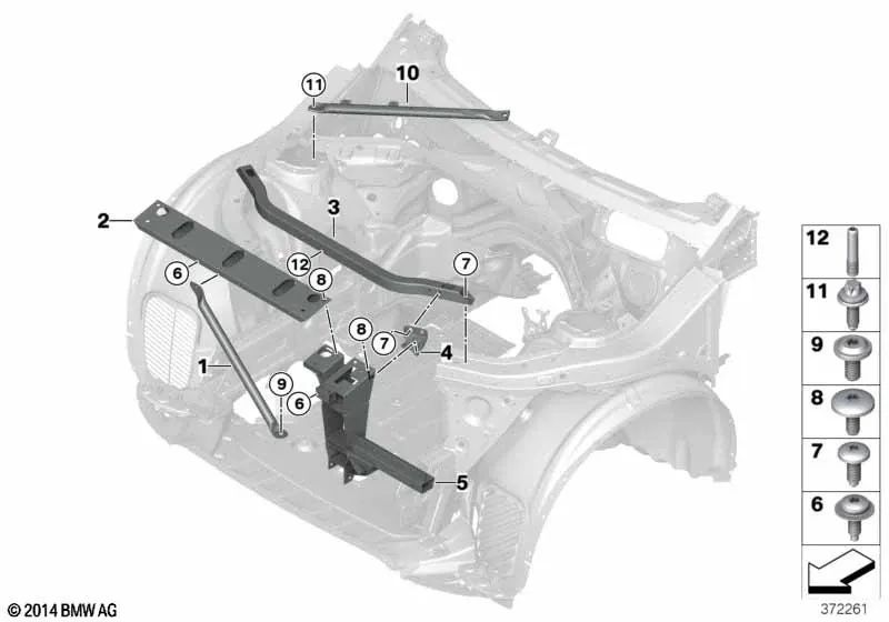 Left support for BMW X3 F25, X4 F26 (OEM 51647210499). Original BMW