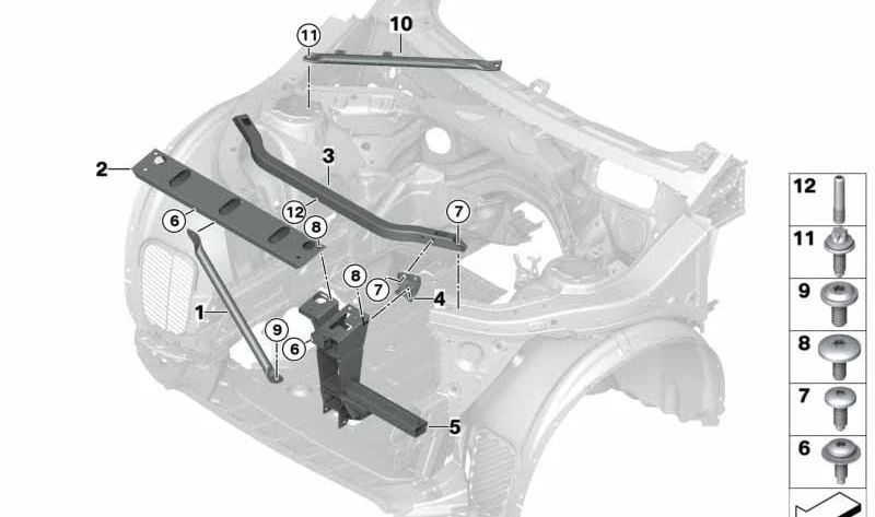 OEM Rechte Verstärkungsstange 51617210320 für BMW F25, F26. Original BMW.