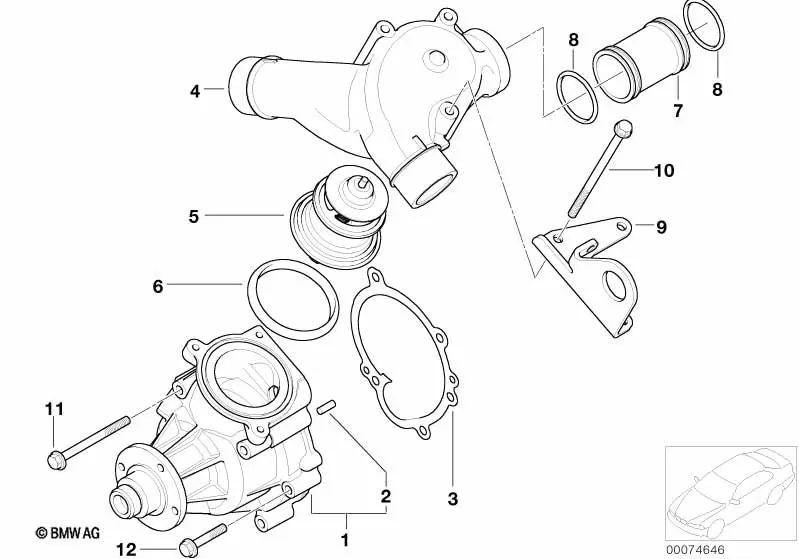 Bomba de refrigerante mecánica para BMW Z4 E85, E86 (OEM 11517838135). Original BMW.