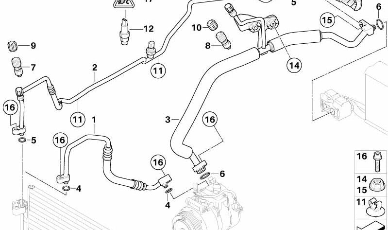 OEM Klimaanlage Saugrohr 64539155334 für BMW E60, E61. Original BMW.