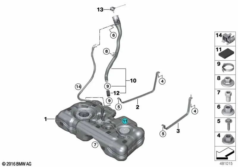 Tubo de llenado de plástico para varios modelos/series de BMW X1 F48, F48N, X2 F39 (OEM 16117482640). Original BMW