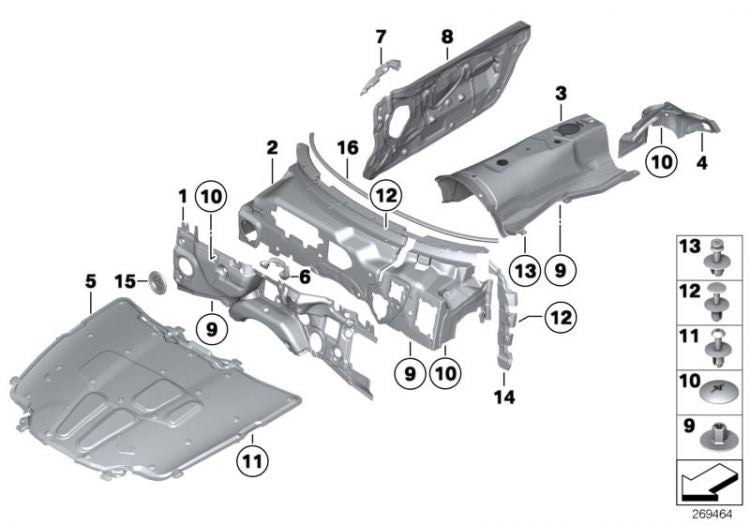 Insonorización Cortavientos Frontal L=1430Mm Para Bmw F20 F21 F22 F872 F23 F30 F803 F31 F34 Gt F35