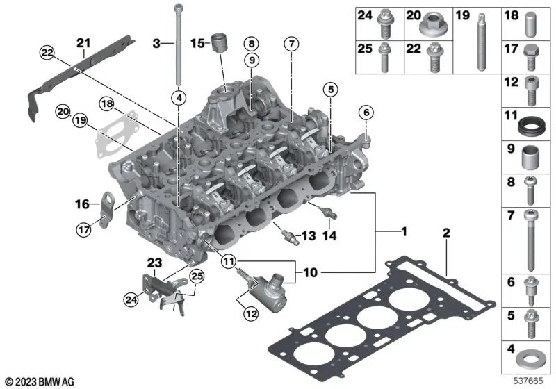 Tornillo de cabeza hexalobular para BMW F07, F10, F11, F06, F12, F13, F01N, F02N (OEM 07119908752). Original BMW.