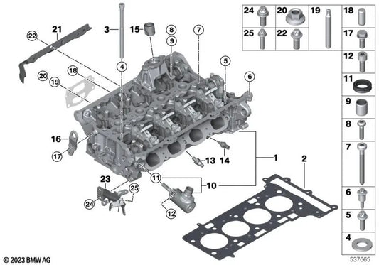 Hexalobular head screw for BMW F07, F10, F11, F06, F12, F13, F01N, F02N (OEM 07119908752). Original BMW.