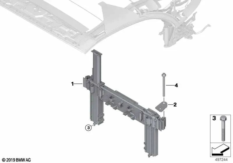 Soporte sistema de protección antivuelco trasero izquierdo para BMW Serie 8 F91, G14 (OEM 54627462265). Original BMW.