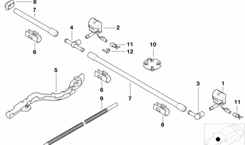 Conector en T para limpiaparabrisas OEM 61677019857 para BMW E84, E70, E71, E72, E89. Original BMW.