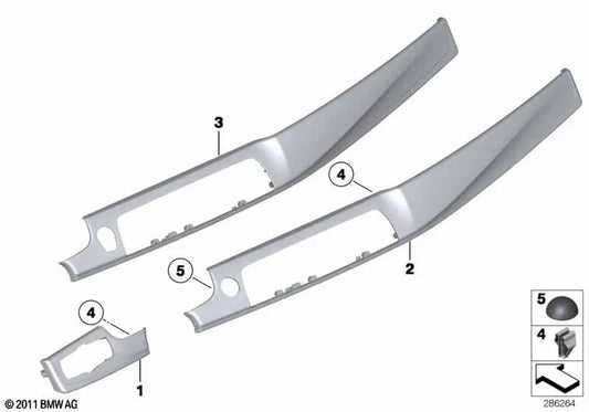 Revestimiento I-Tablero de fresno rizado para BMW Serie 5 F10, F11, F18 (OEM 51459192936). Original BMW.