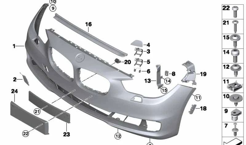 Tapón ciego derecho para BMW Serie 5 F07N (OEM 51117331714). Original BMW.