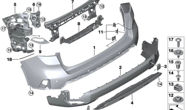 Cubierta parachoques trasero inferior para BMW X1 U11 (OEM 51125A357E9). Original BMW.