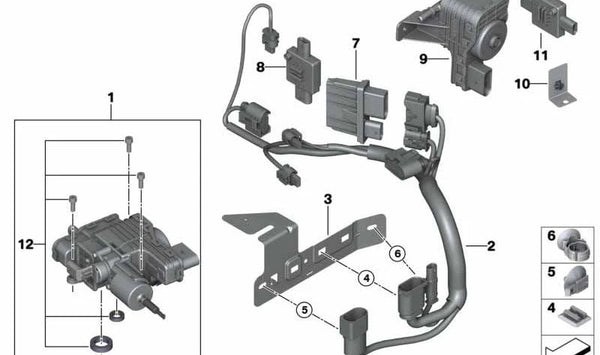 Soporte de cable para BMW X5 E70, X6 E71 (OEM 16197220677). Original BMW