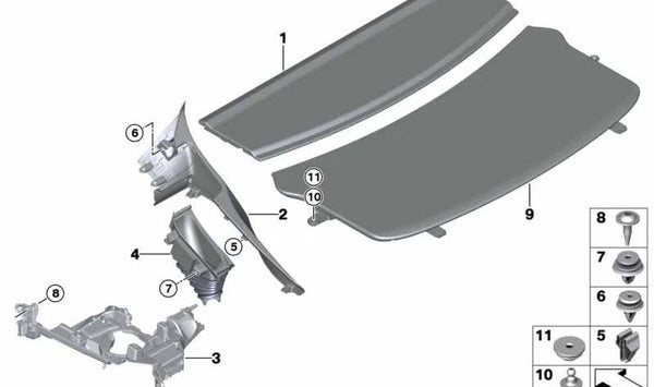 Embudo de soporte de muelle derecho para BMW Serie 4 F36, F36N (OEM 51478063208). Original BMW.