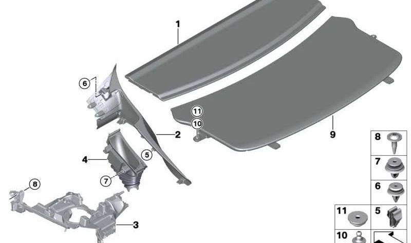 Soporte embellecedor frontal izquierdo OEM 51477309529 para BMW Serie 4 Gran Coupé (F36). Original BMW.