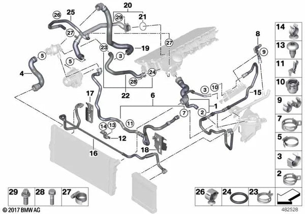 Tubería de avance de combustible para BMW F07, F10, F11, F06, F12, F13, F01N, F02N (OEM 11537649276). Original BMW.