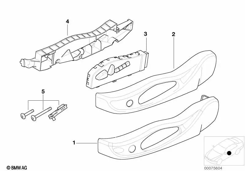 Left outer cover for BMW 3 Series E46 (OEM 52107902279). Original BMW