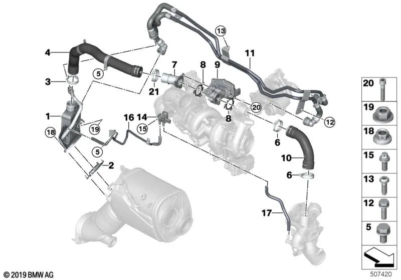 Gasket for BMW 1 Series F40, 2 Series F44 F45N F46N, 5 Series G30 G30N G31 G31N, 7 Series G11 G11N G12 G12N, X1 F48 F48N, X2 F39, X5 G05, Genuine BMW