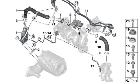 Tubería AGR para BMW Serie 5 G30, G31, Serie 7 G11, G12, X5 G05, X6 G06, X7 G07 (OEM 11718583669). Original BMW