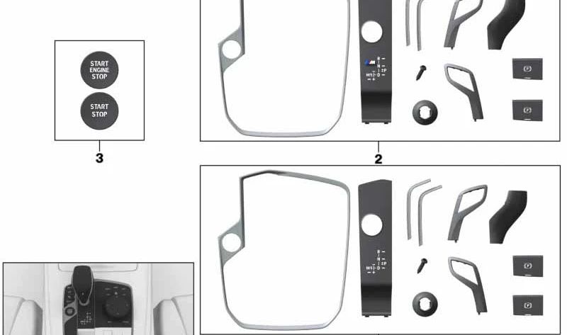 Juego de Reemplazo de Paneles para BMW Serie 1 F40, Serie 2 F44, Serie 3 G20, G21, G28, Serie 4 G22, G23, G26, Serie 8 G14, G15, G16, X3 G01N, G08N, X4 G02N, X5 G05, G18, X6 G06, X7 G07, Z4 G29 (OEM 61319475058). Original BMW