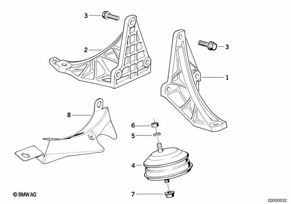 Soporte derecho para BMW E32, E31 (OEM 11811132990). Original BMW.