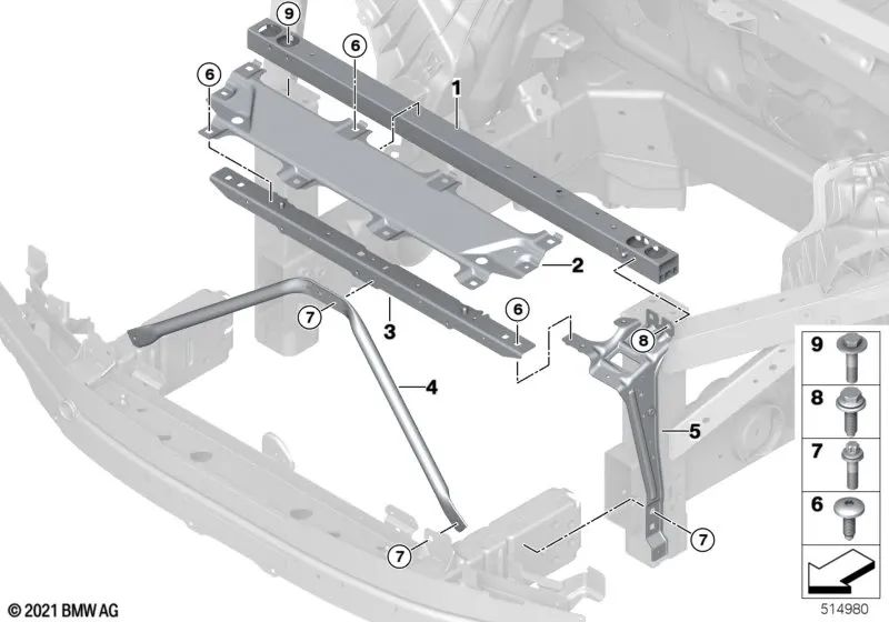 Conexión trasera superior para BMW I20 (OEM 51648737031). Original BMW