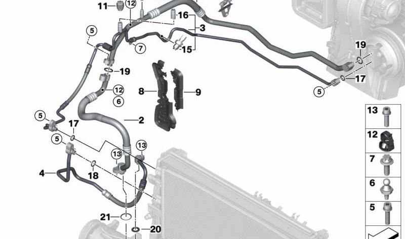 Línea de presión para BMW F40, F52, F44, F45, F46, F48, F49, F39, MINI F54, F55, F56, F57, F60 (OEM 64539209724). Original BMW