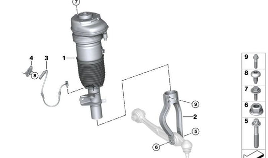 Amortiguador neumático delantero derecho para BMW i I20 (OEM 37106890326). Original BMW.