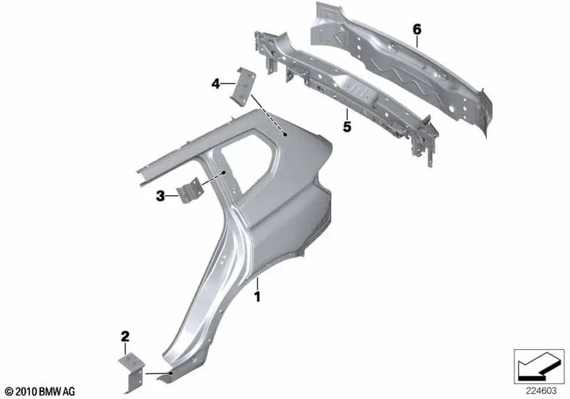 Side member reinforcement plate for BMW F25 (OEM 41219241307). Original BMW