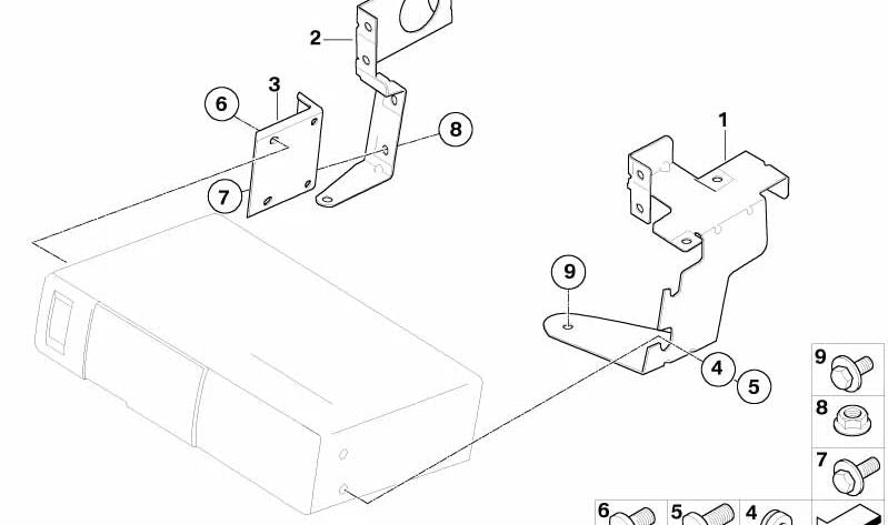 Right CD changer bracket for BMW E85, E86 (OEM 65106910720). Original BMW