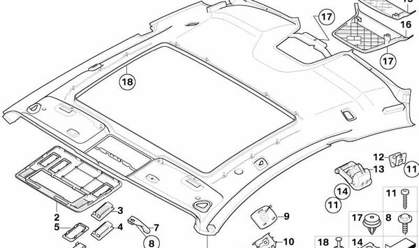 Techo interior OEM 51448040883 para BMW Serie 6 (E63, E64). Original BMW.