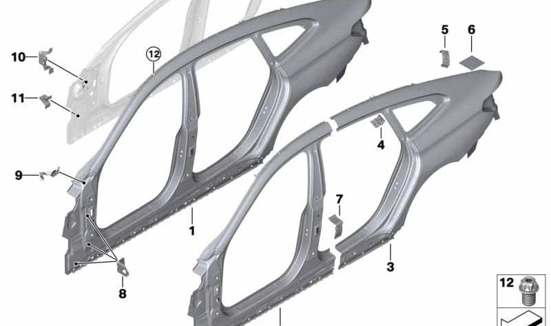 Upper Left Side Wall Bracket for BMW 6 Series G32, G32N (OEM 41007437509). Original BMW