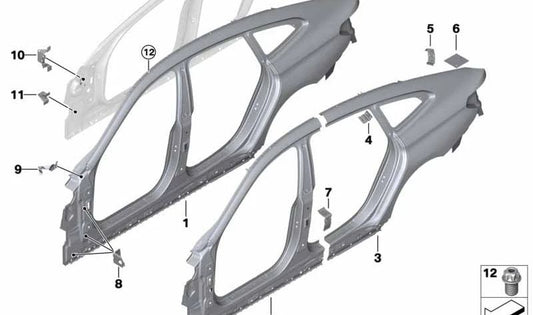 Suporte lateral superior direito para BMW Série 6 G32, G32N (OEM 41007437510). BMW original