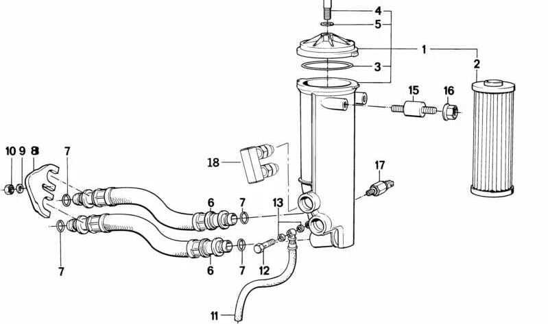 Juego de Elementos del Filtro de Aceite para BMW E32 (OEM 11421731635). Original BMW