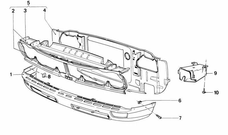 Parte superior del parachoques delantero para BMW Serie 5 E12 (OEM 41331848247). Original BMW