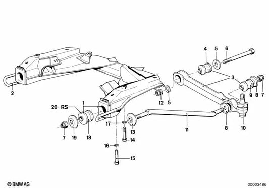 Soporte del eje delantero para BMW E12, E24 (OEM 31111112842). Original BMW.