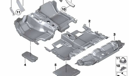 Revestimiento del suelo trasero para BMW Serie 5 F07 (OEM 51479167371). Original BMW.