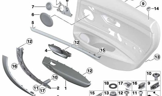 Reposabrazos de Cuero Trasero Derecho para BMW Serie 3 F34, F34N (OEM 51427324484). Original BMW