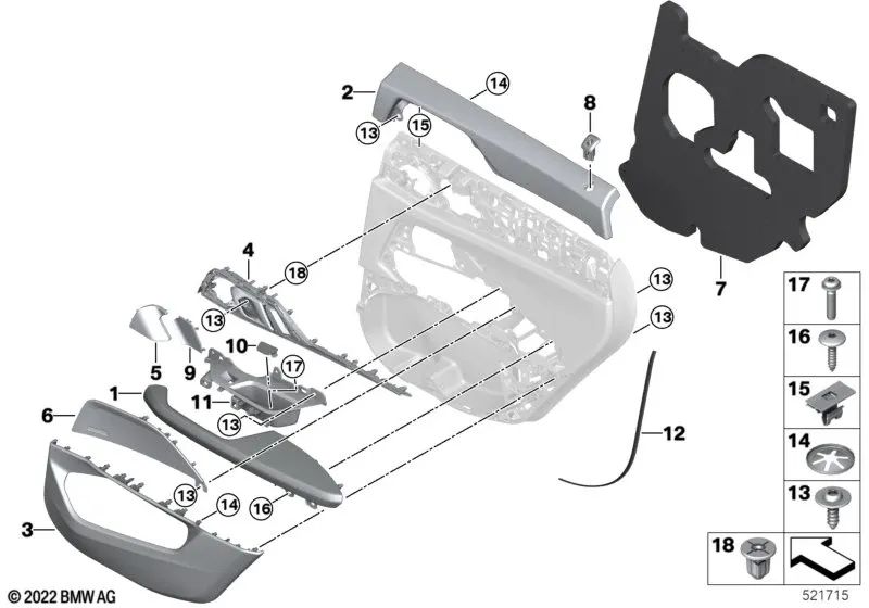 Left screw cover for BMW G26 (OEM 51425A47AA1). Original BMW.