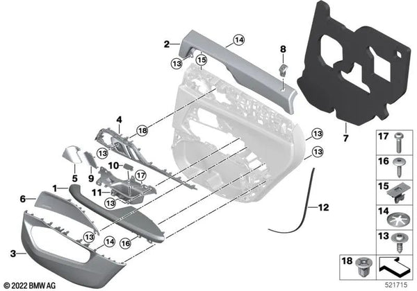 Borde de puerta izquierda para BMW G26 (OEM 51425A46AD5). Original BMW