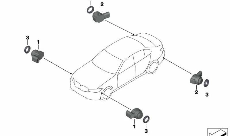 Sensor de estacionamento OEM 66207927757 (cinza mineral) para BMW G20, G21, G28, G80. BMW originais.