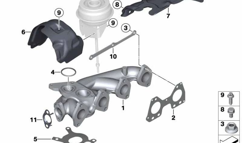 Escudo Térmico para BMW Serie 1 F20, F21, Serie 2 F22, Serie 3 F30, F31, F34, Serie 4 F32, F33, Serie 5 F10, F11, X1 E84, X5 F15 (OEM 11627823223). Original BMW