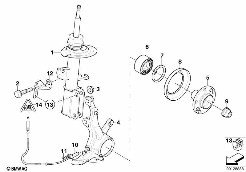 Amortiguador delantero derecho para BMW E53 (OEM 31316764600). Original BMW.