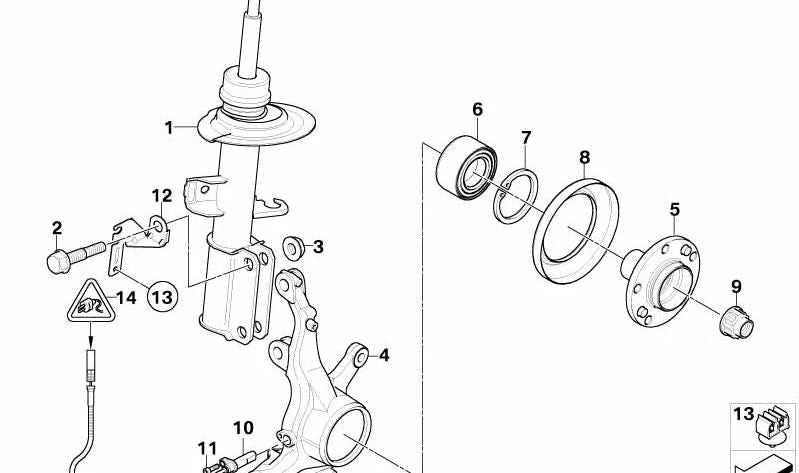 Amortiguador delantero derecho OEM 31316764602 para BMW E53 (X5). Original BMW.